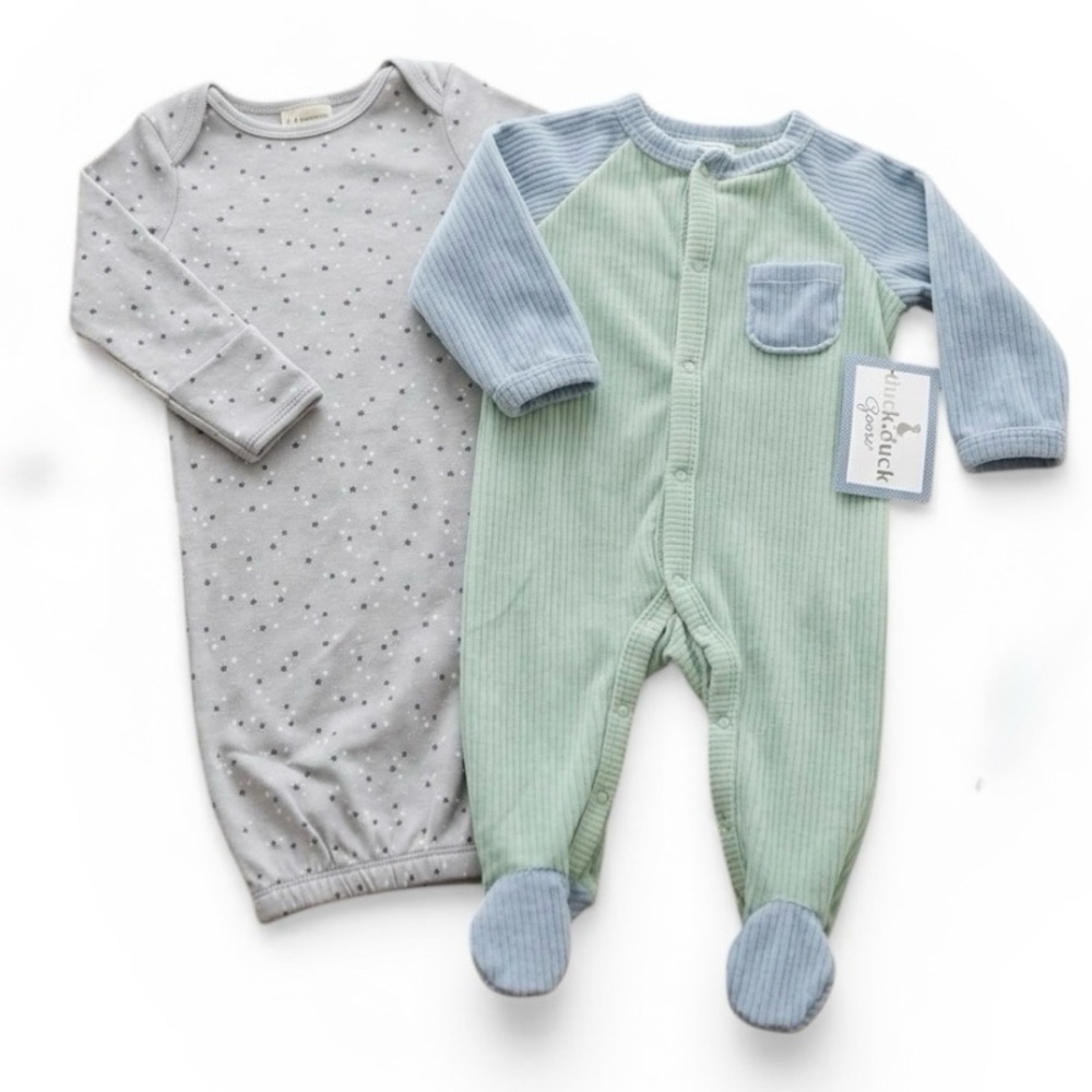 First Impressions 3-Piece Gown & Sleeper‎ Set Bundle Infant Baby Boy SZ 6-9M NWT